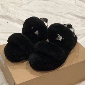 UGG Black Fluff Yeah Slides